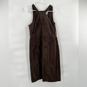 J. Crew brown silk v-neck dress sleeveless size 10
